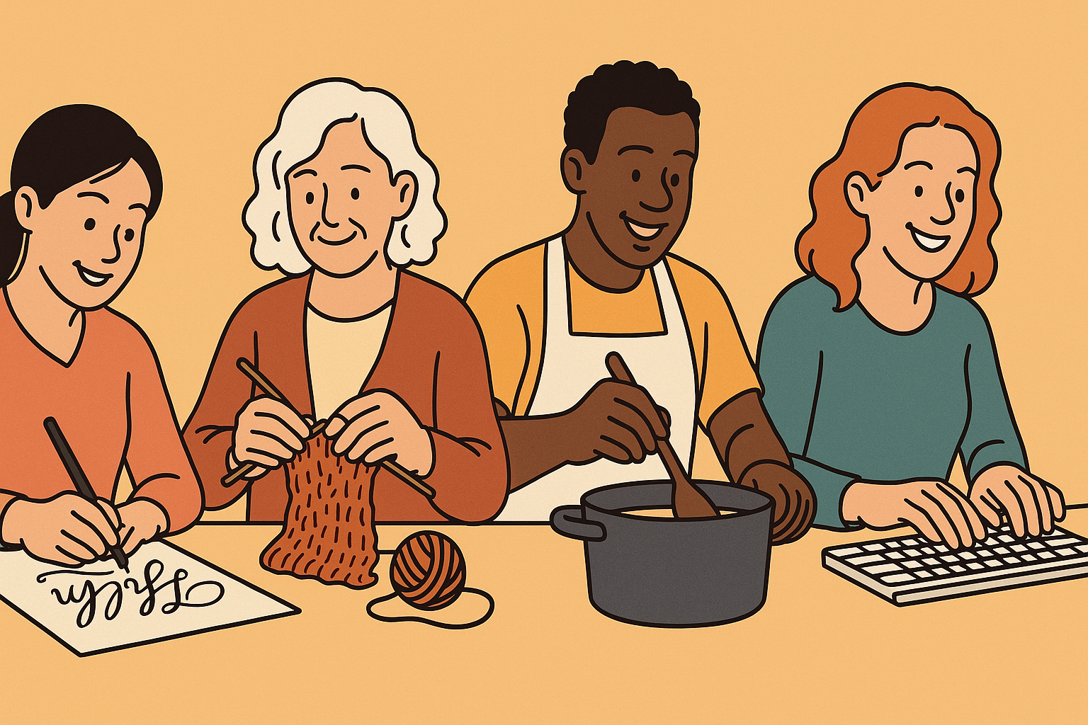 캘리그라피, 뜨개질, 요리, 타이핑 같은 활동들은 모두 뇌의 손 영역을 활성화시키는 훌륭한 방법