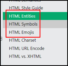 entities, symbols, emojis