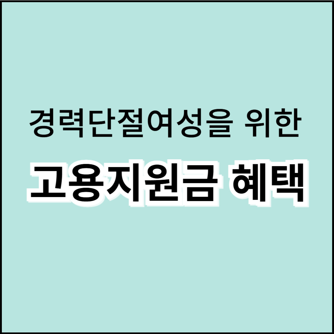 경력단절 여성을 위한 고용지원금 혜택