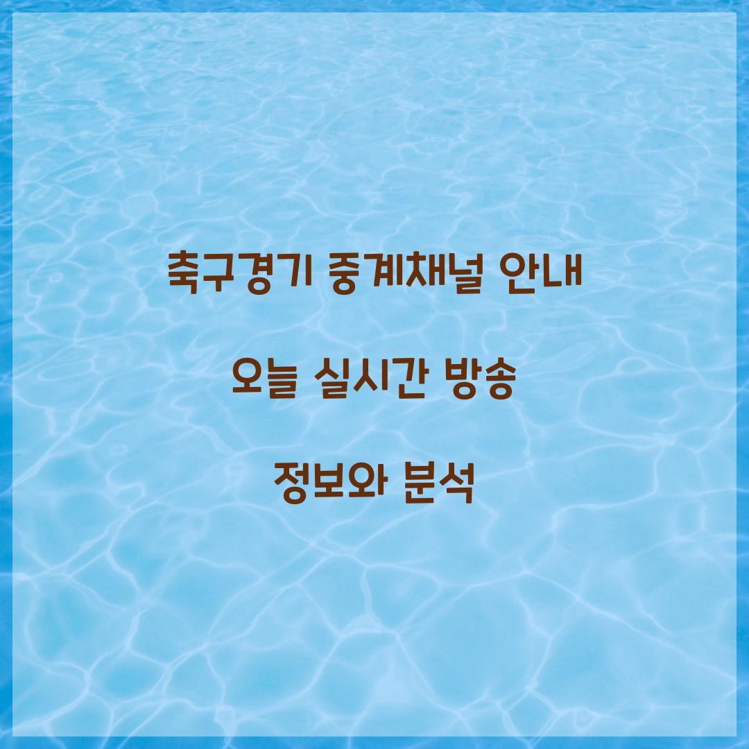 축구경기 중계채널