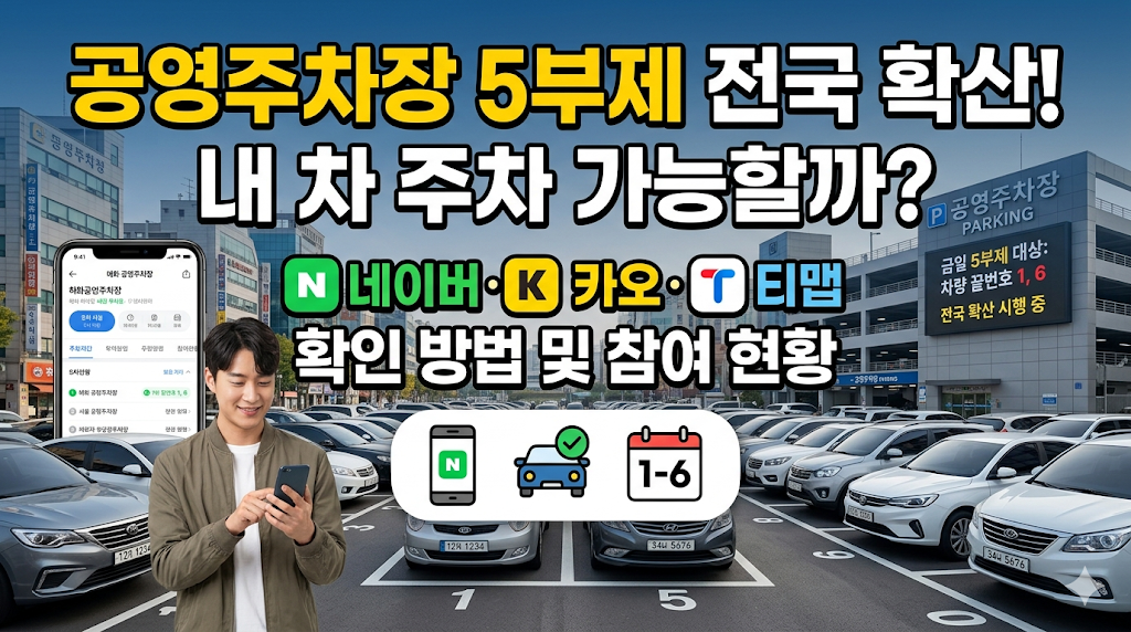 공영주차장 5부제 제외 차량 총정리: 경차, 전기차, 하이브리드 주차 가능할까? (네이버·카카오 확인법)