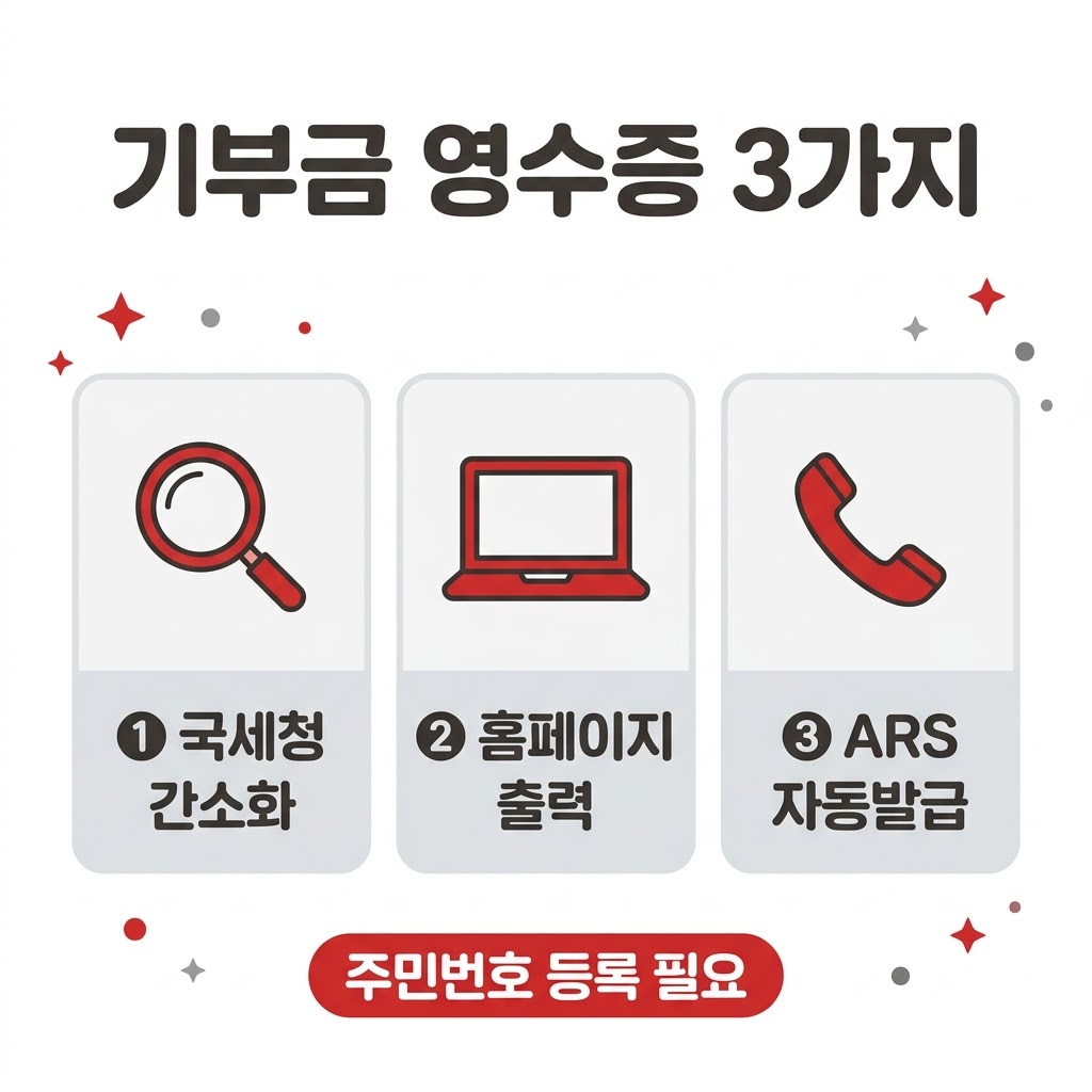 국경없는의사회 기부금 영수증 발급 국세청 간소화 홈페이지 ARS 3가지 인포그래픽