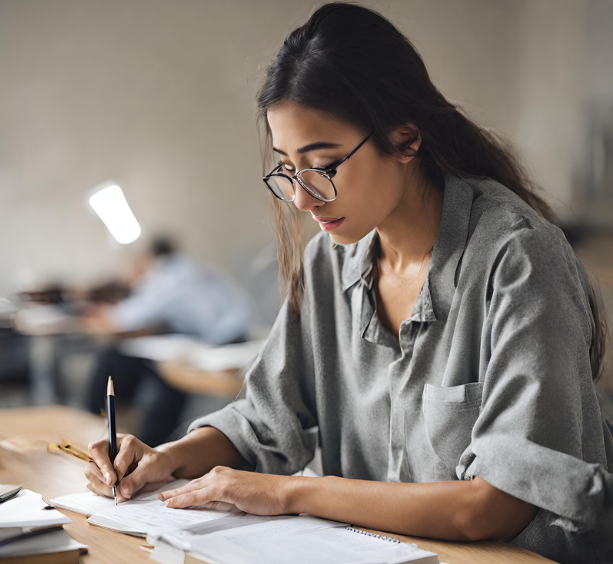 공인중개사 자격증 시험준비하는 사람의 이미지