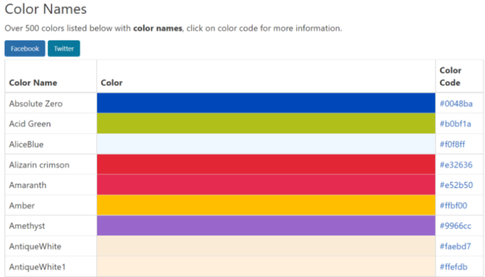 html 색상 코드표