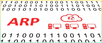 0과 1 이진법 배경에 ARP의 의미를 시각적으로 표현한 이미지