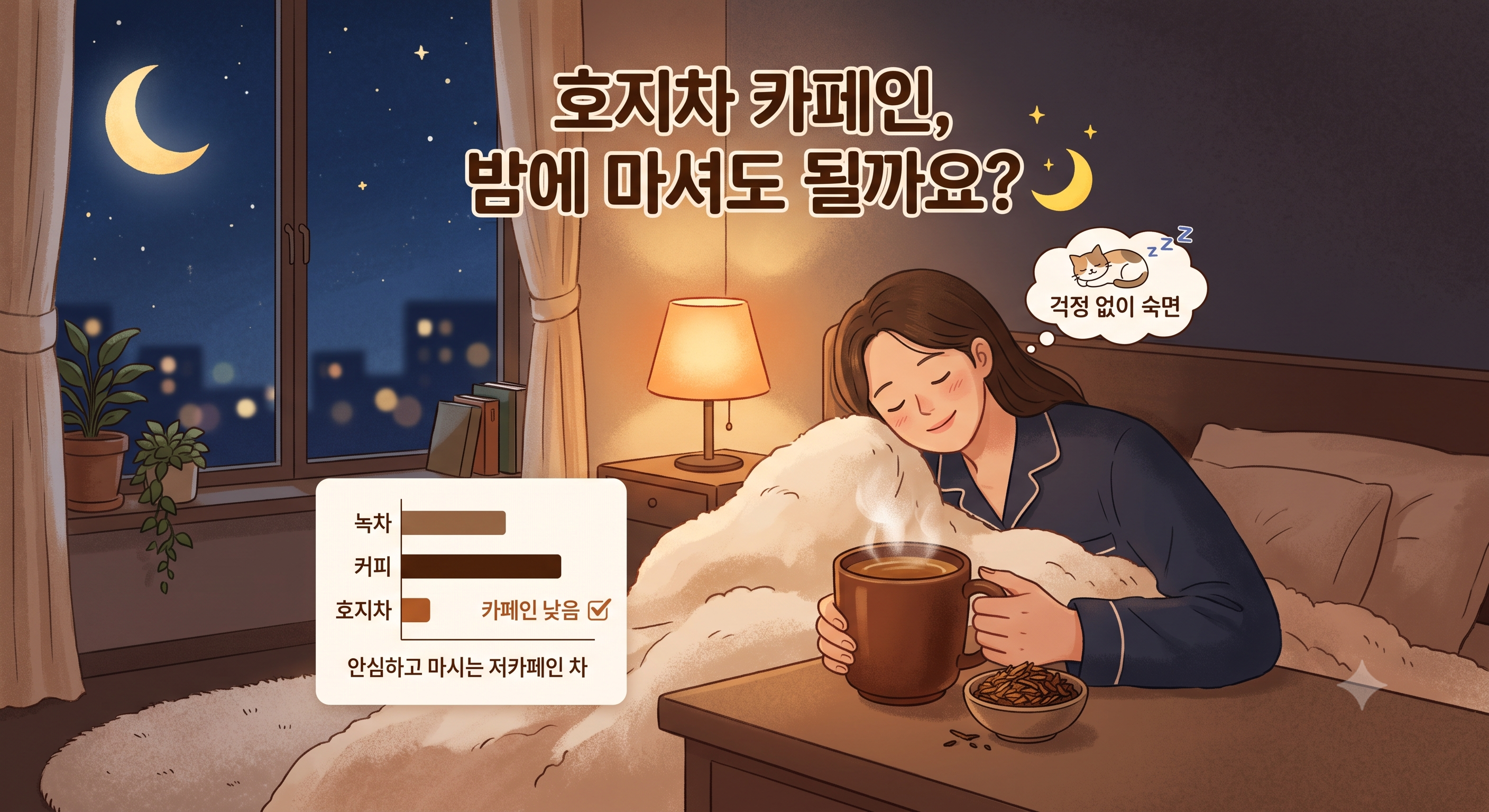 호지차 밤에 마셔도 될까