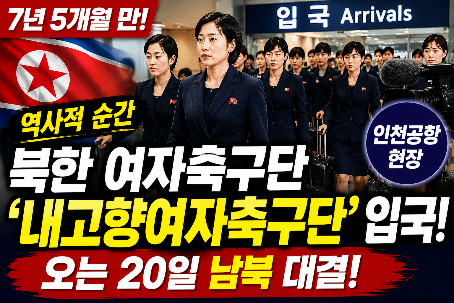 북한 여자 축구단 입국
