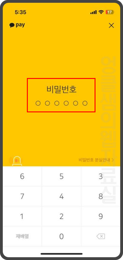 카카오페이 비밀번호 입력
