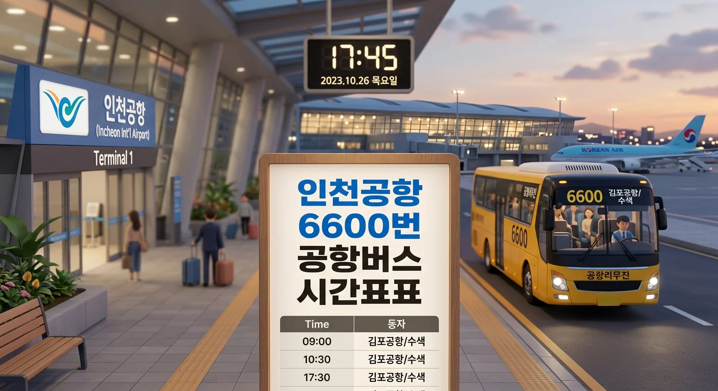인천공항 6600번 공항버스 시간표와 요금 (서초·세곡·송파 방면)