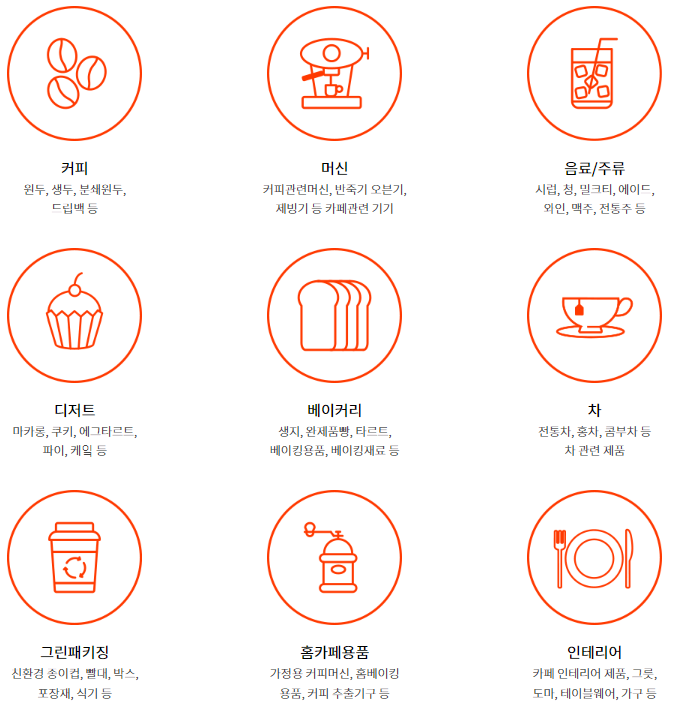 커피디지트페어 전시품목 예시