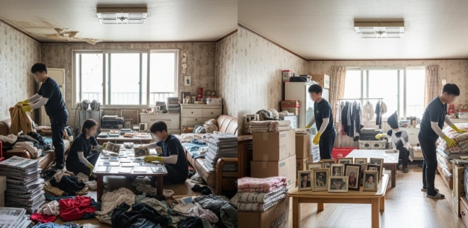 철원 고독사 청소 후 정리중