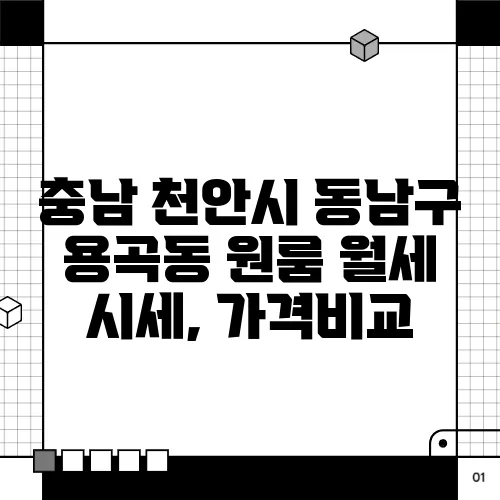 충남 천안시 동남구 용곡동 원룸 월세 시세, 가격비교