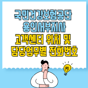 국민건강보험공단 용인서부지사 고객센터 위치 및 담당업무별 전화번호