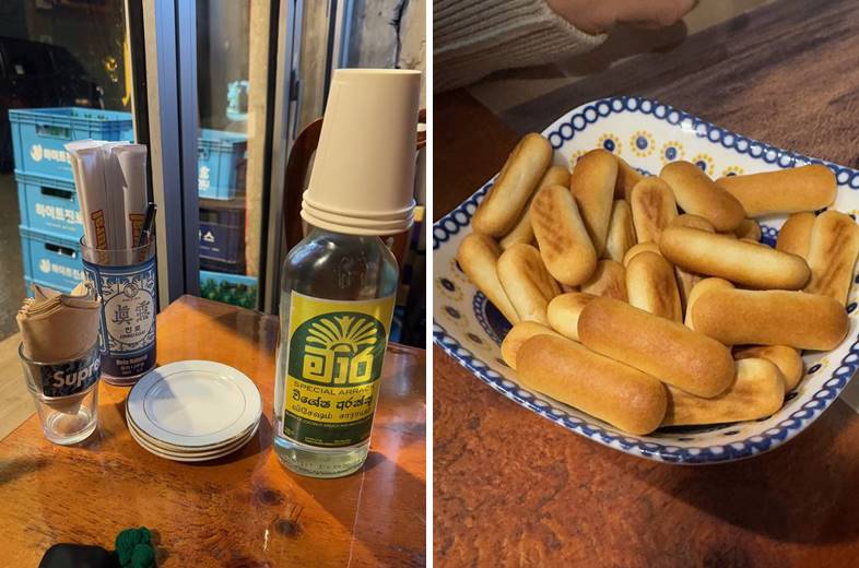 테이블 기본 세팅 및 서비스 과자