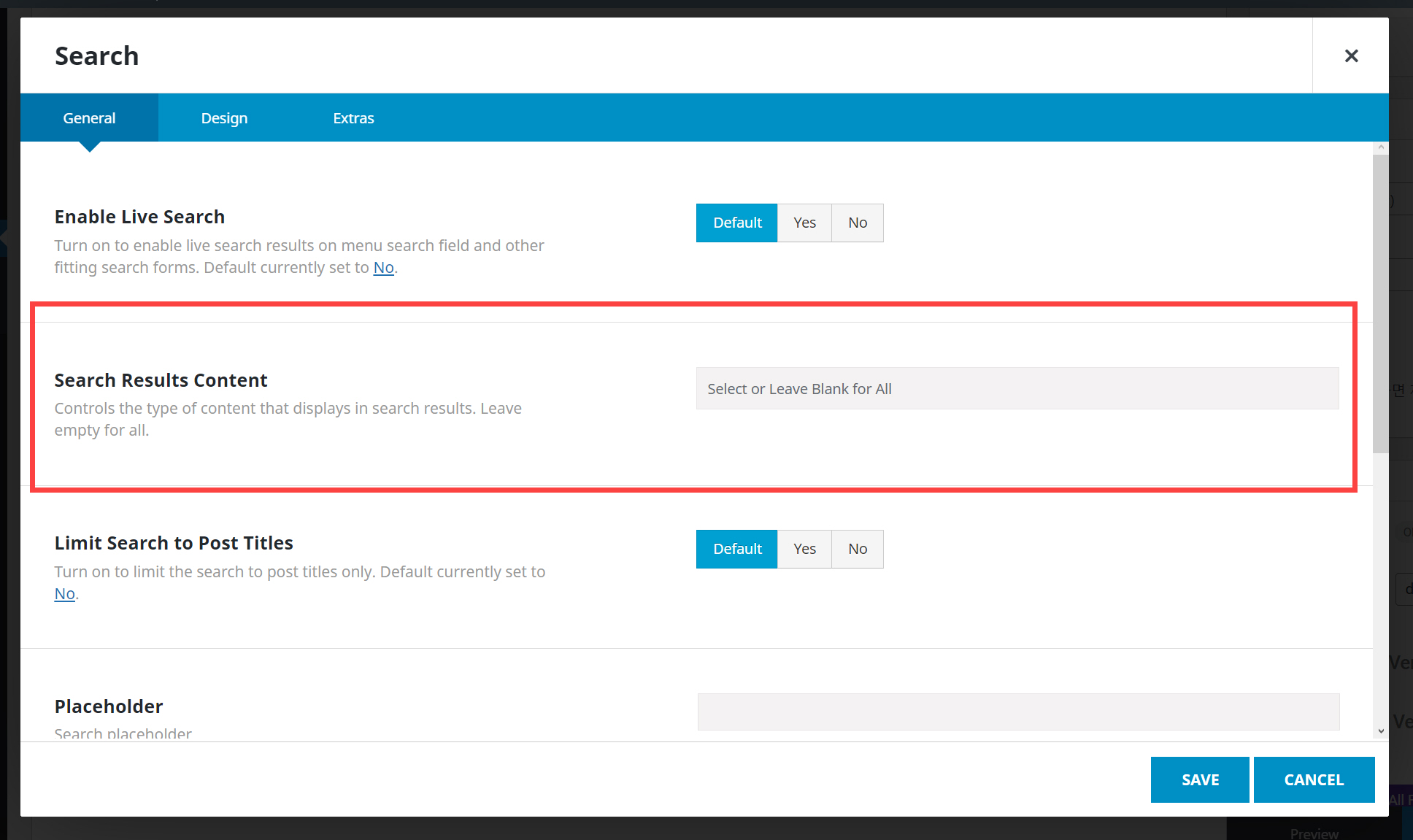 아바다 테마: 특정 포스트 타입(예: 글, 상품 페이지)만 검색되도록 검색 제한하기