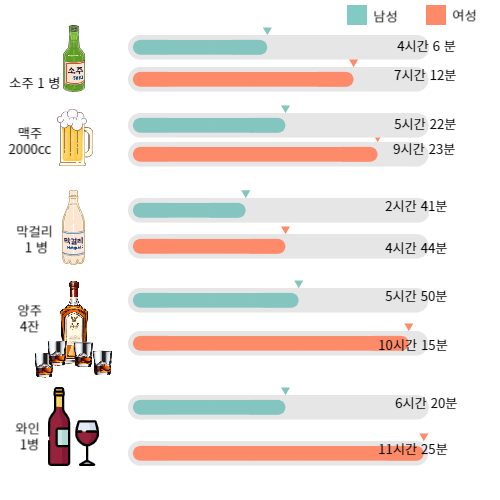 술 종류에 따른 해독시간