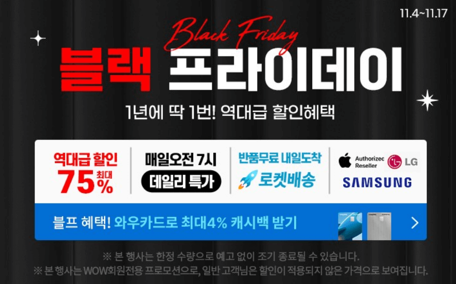 쿠팡 블랙프라이데이 75% 할인