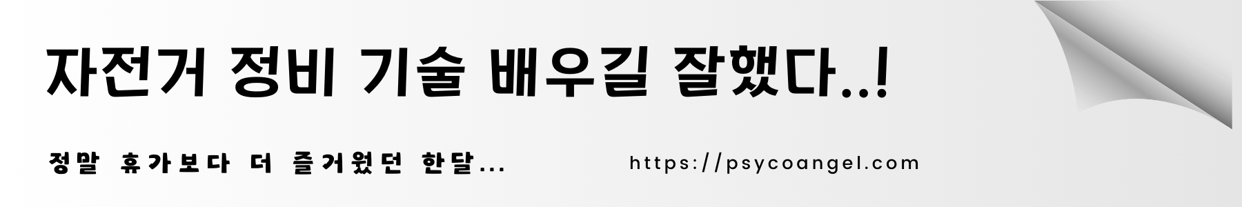자전거 정비 기술 배우길 잘했다.