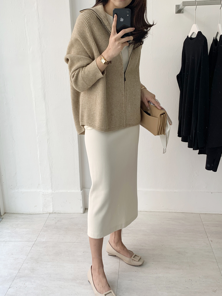 루즈핏 골지 카라 니트 집업 가디건 봄 가을 겨울