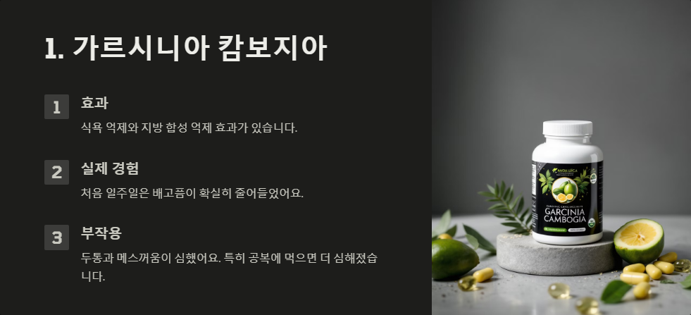 다이어트 보조제 TOP 5 효과 부작용