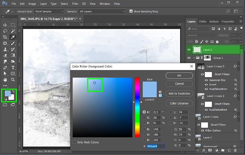 adobe-photoshop-포토샵-수채화-브러쉬-색-변경