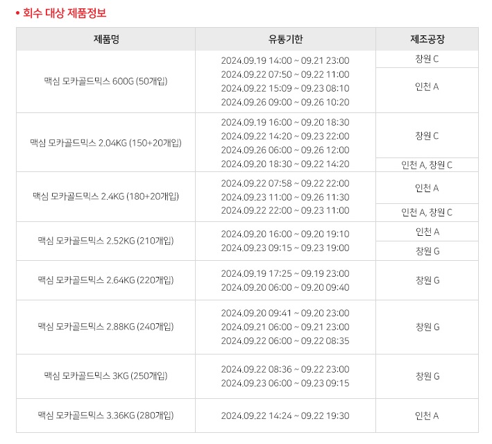맥심 모카골드 환불 반품 교환 방법
