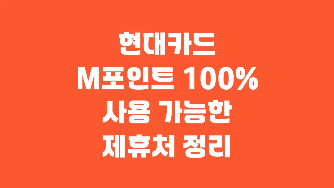 현대카드 M포인트 100% 사용 가능한 제휴처 정리