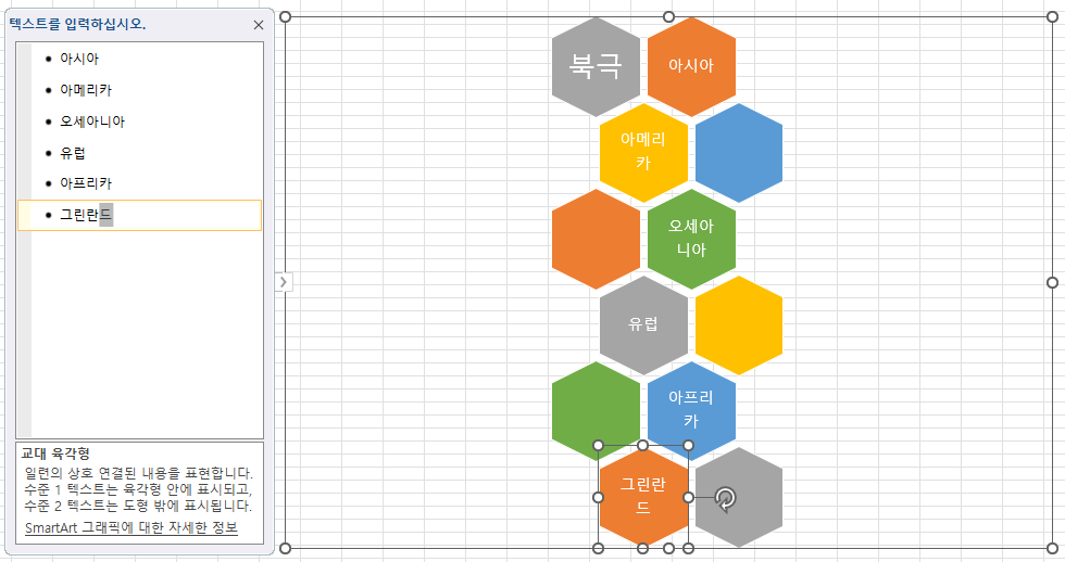 레이아웃을 변경하면 글자가 크게 입력되는데, 도형을 추가하면 글자크기가 기존 것과 동일함