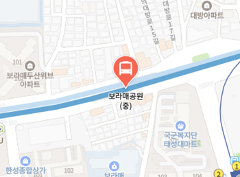 보라매공원에서 인천공항 리무진 공항버스(6017번) 지도 위치