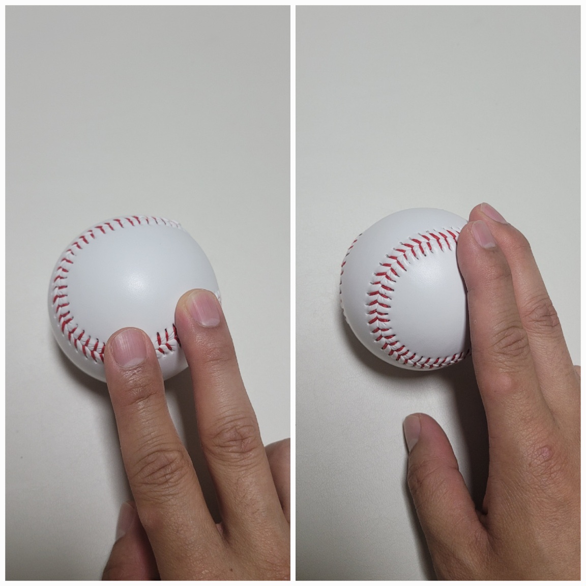 포심 패스트볼은 공을 아래로 긁어주듯 던지지만 커터는 중지로 눌러주듯 공을 회전 시킨다