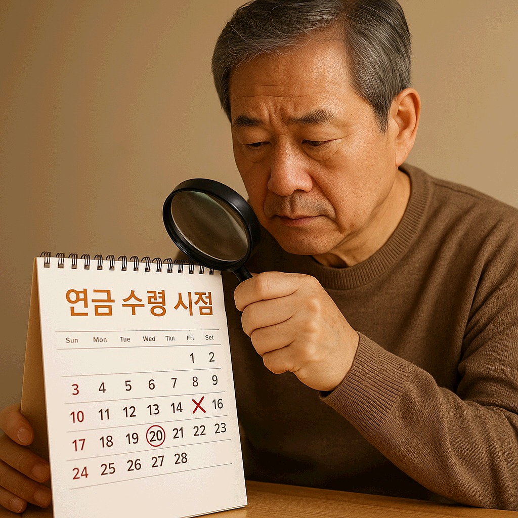 60대 남성이 연금 수령 시점을 고민하며 달력을 보는 장면