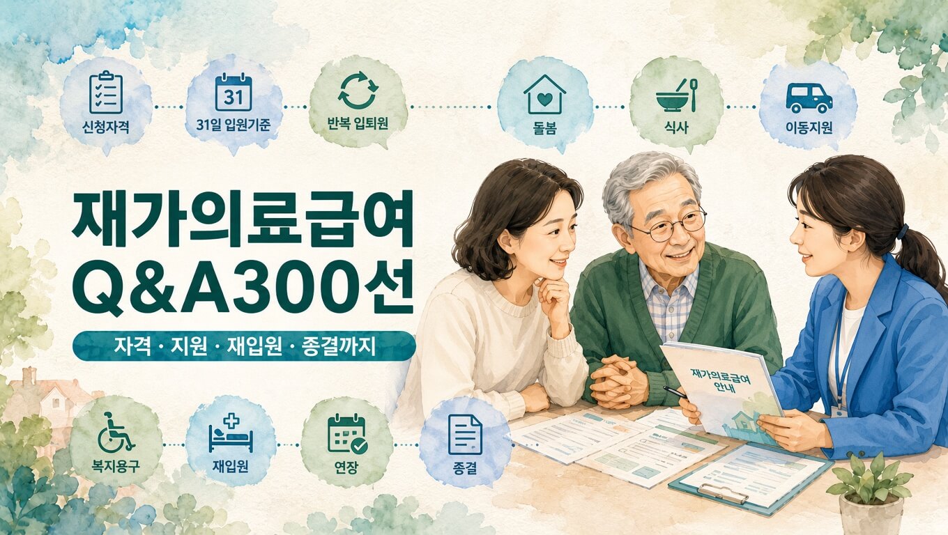2026 재가의료급여 Q&A 300선 - 신청자격 . 지원금액 . 지원시점 . 신청방법 . 준비서류 . 신청시기 . 지원기간 . 방문의료 . 식사지원 . 주거지원 . 통합돌봄 . 2026년 변경사항 외 세부사항들