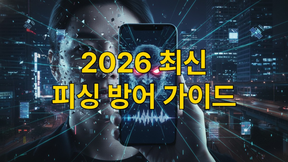AI 딥페이크 기술이 사람의 얼굴과 목소리를 복제하여 스마트폰 화면을 통해 사기에 활용하는 모습을 시각적으로 표현한 이미지입니다.