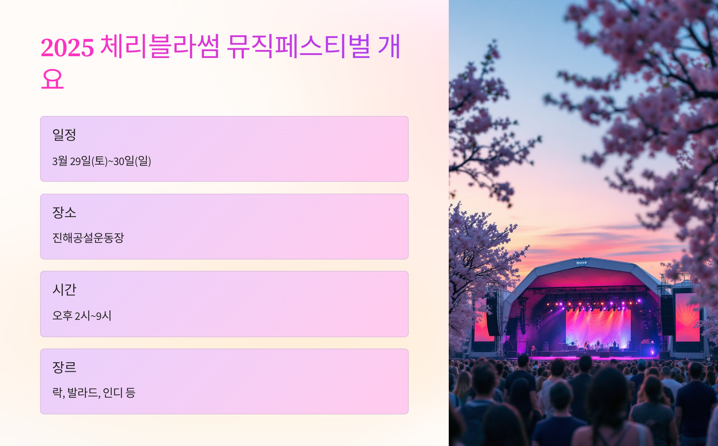 🎶 2025 진해군항제 체리블라썸 뮤직페스티벌 개요