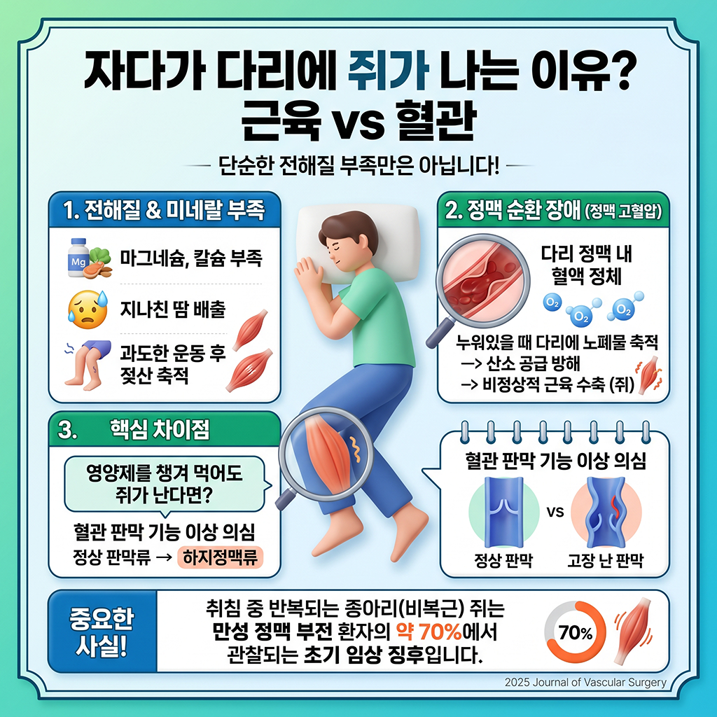 자다가 다리에 쥐가 나는 이유, 근육일까 혈관일까?