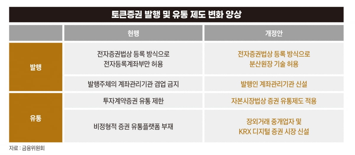 토큰증권 발행 및 유통 제도 변화 양상