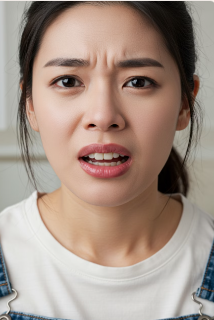 구내염으로 아파하는 여성