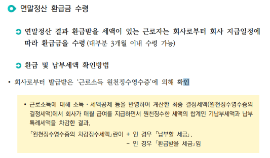 환급금 수령(자료출처-국세청)