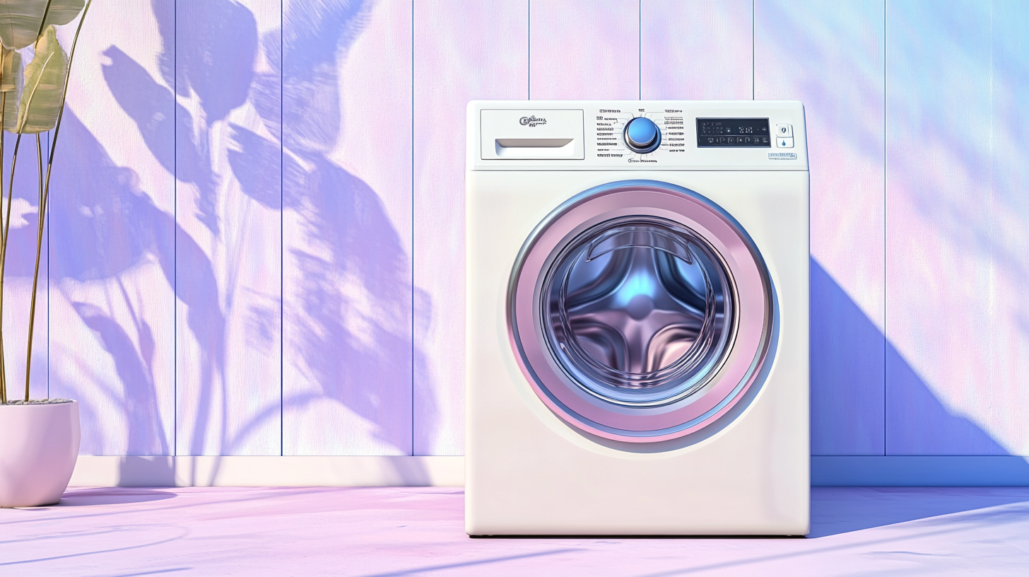 스타일리시한 환경에서 대용량과 혁신적인 자동화 기능이 강조된 현대적 디자인의 탑티어 세탁기