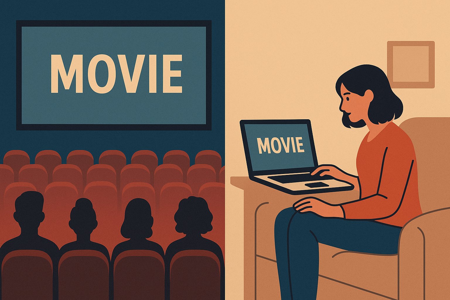 영화관 ott 일러스트