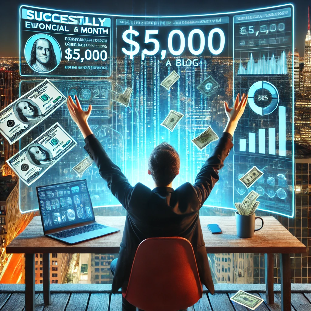 월 500만 원 블로그 수익 달성 후 환호하는 블로거