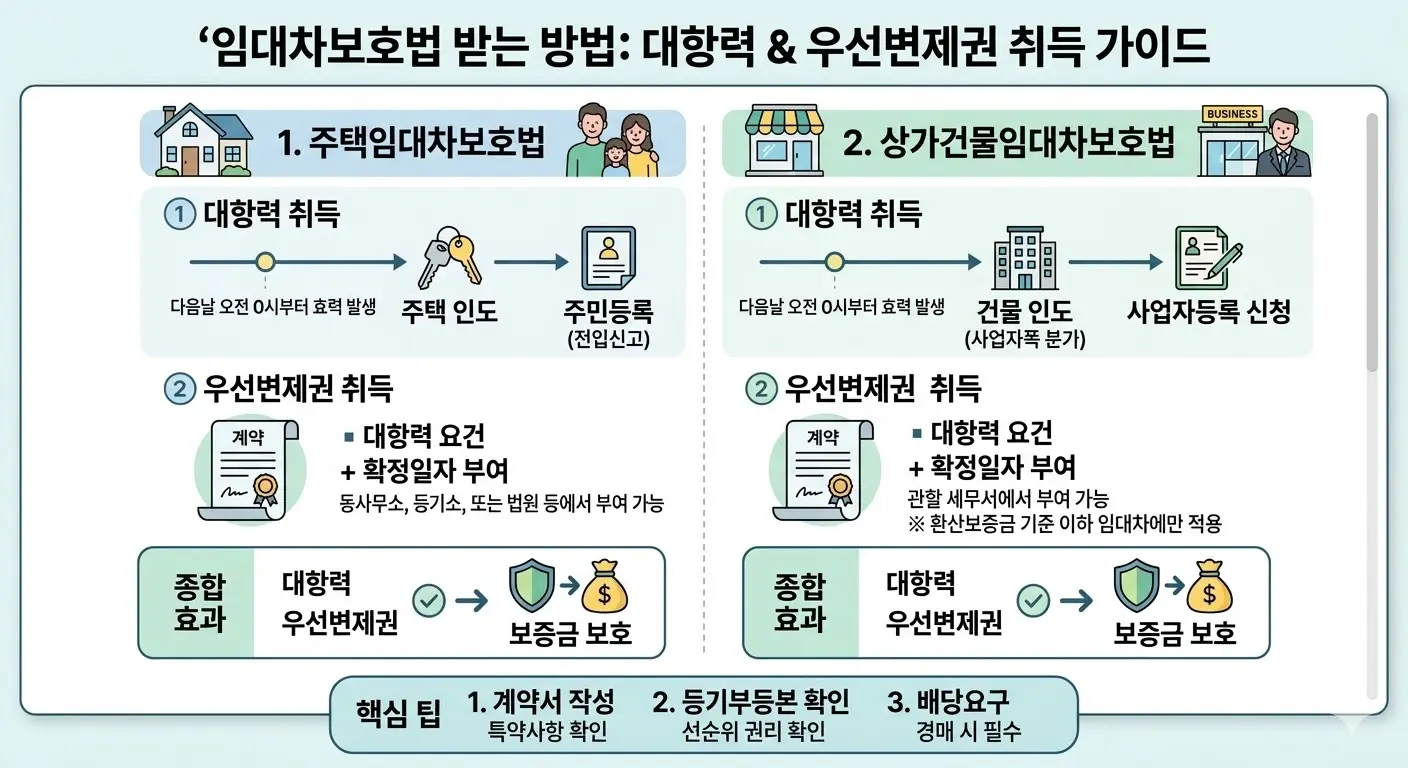 임대차보호법 받는법 대항력 우선변제권 취득