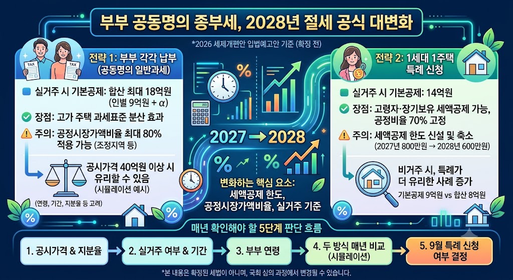 부부 공동명의 1주택 종부세, 2028년엔 각자 납부가 더 유리할까