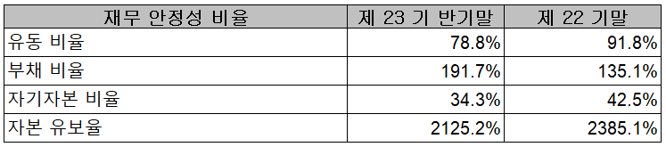 아이티엠반도체 - 재무 안정성 비율