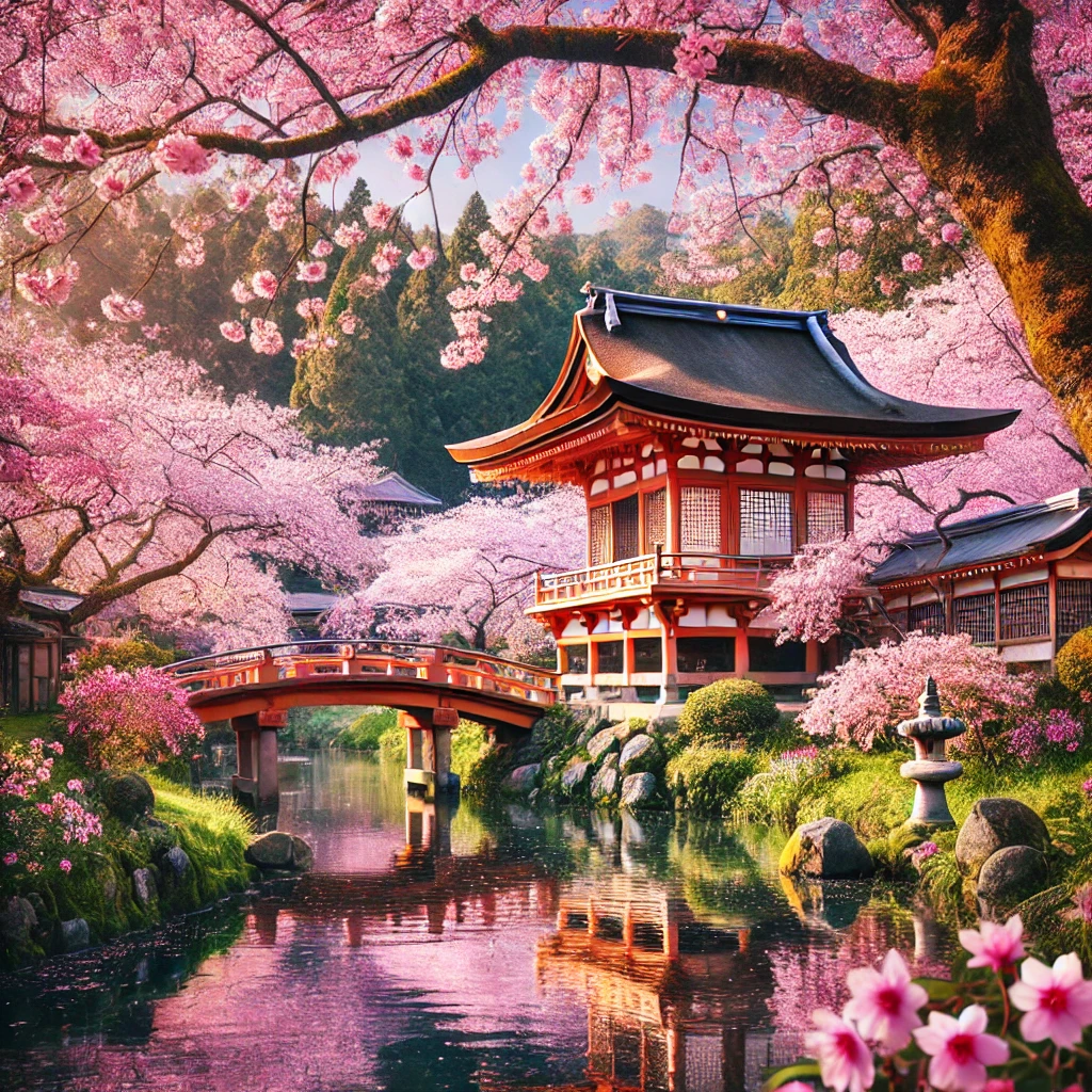 벗꽃이 핀 일본의 풍경