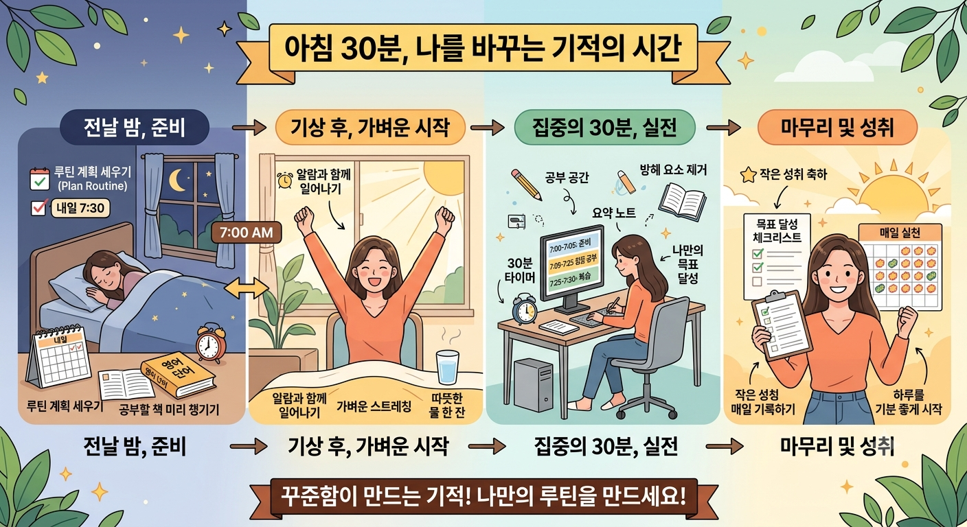 이미지 설명: 아침 30분 공부 루틴 만들기