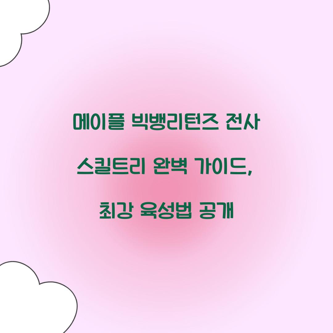 메이플 빅뱅리턴즈 전사 스킬트리