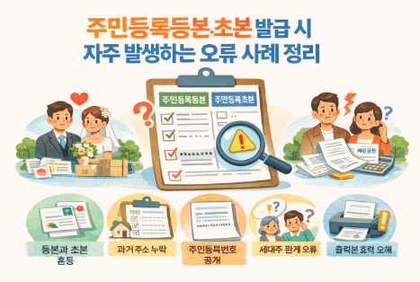 주민등록등본·초본 발급 시 자주 발생하는 오류 사례 정리