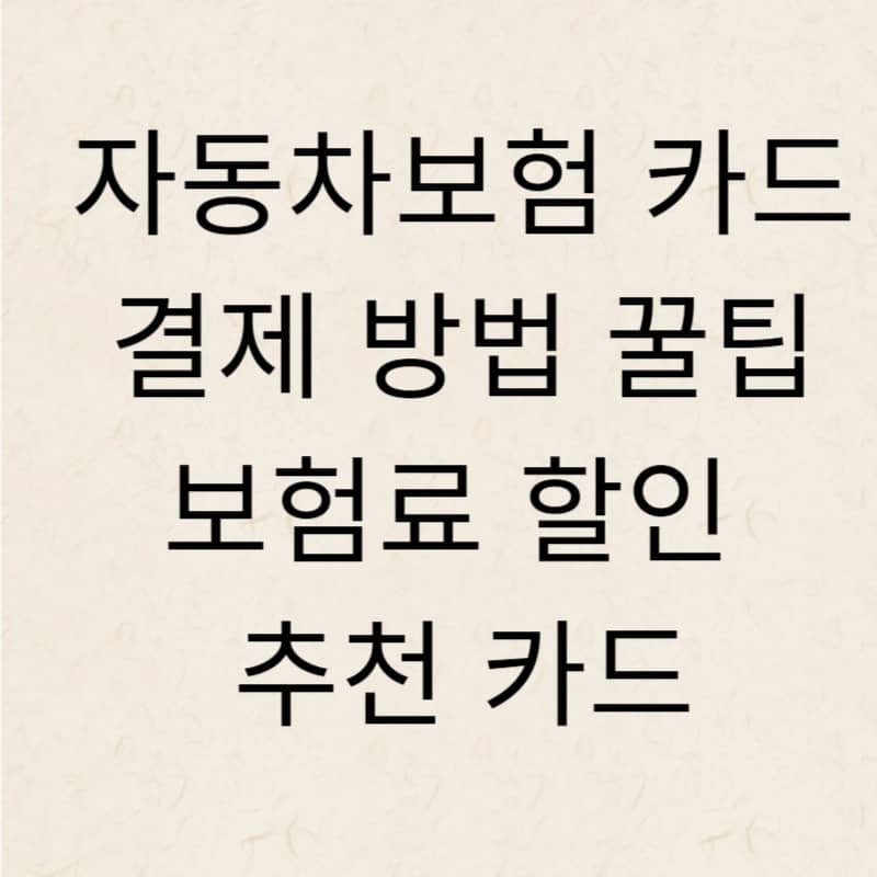 자동차보험 카드결제 방법 꿀팁 보험료 할인 추천 카드