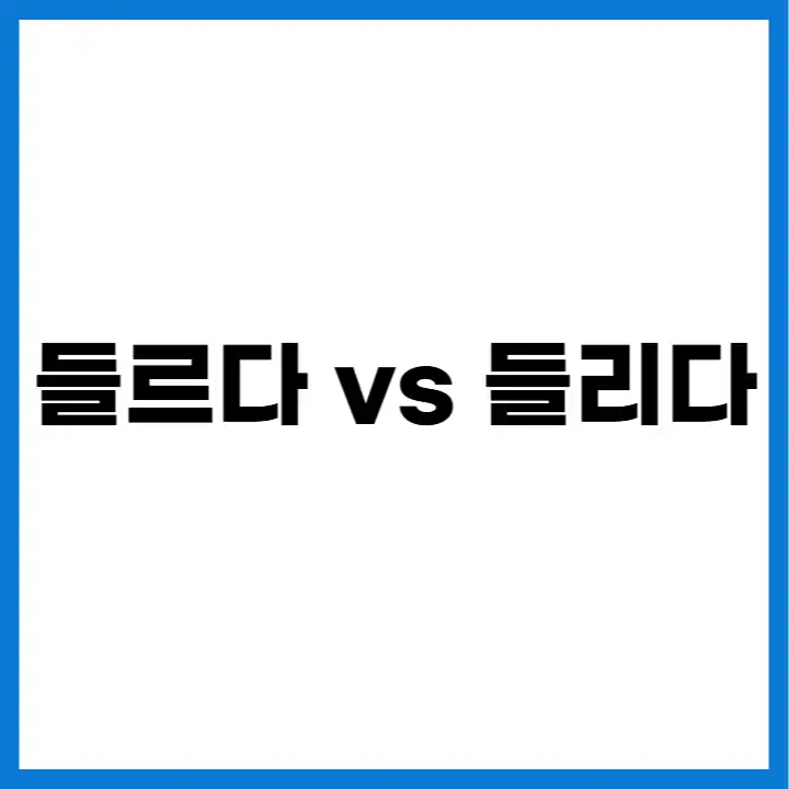 들르다 vs 들리다 맞춤법 구분 이미지